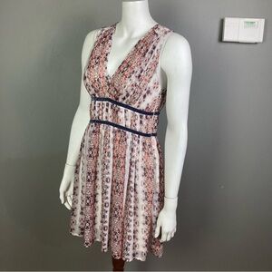 Abercrombie & Fitch Dress Medium Sleeveless Empire Waist Sheer Paisley Cream